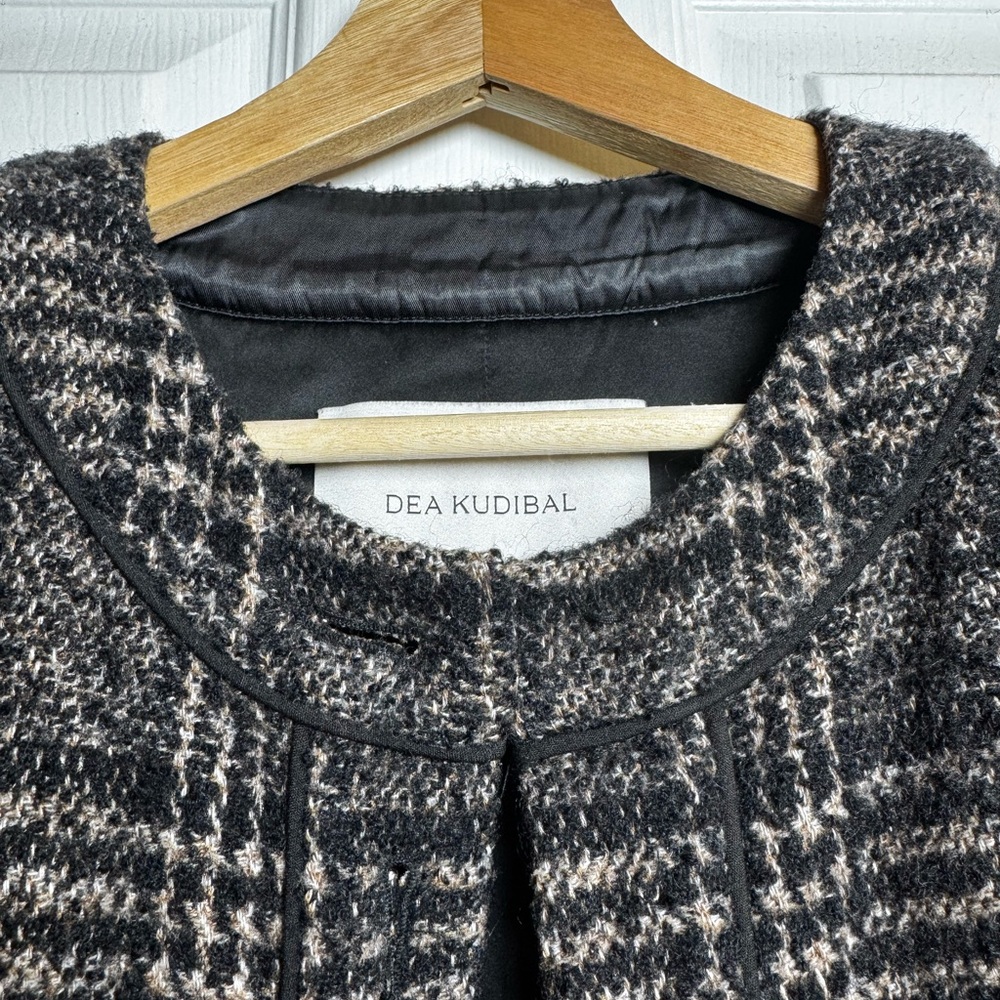 Dea Kudibal Gwyneth Collarless Wool Blend Plaid Jacket Danish Designer Small - Picture 5 of 12